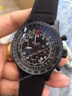 Knockoff Breitling Navitimer Chronograph Black Watch Case Black Rubber Strap Gift Watch